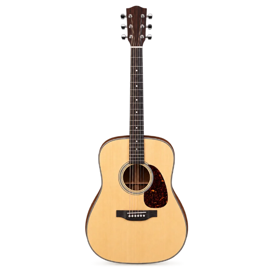 Natural wood acoustic guitar